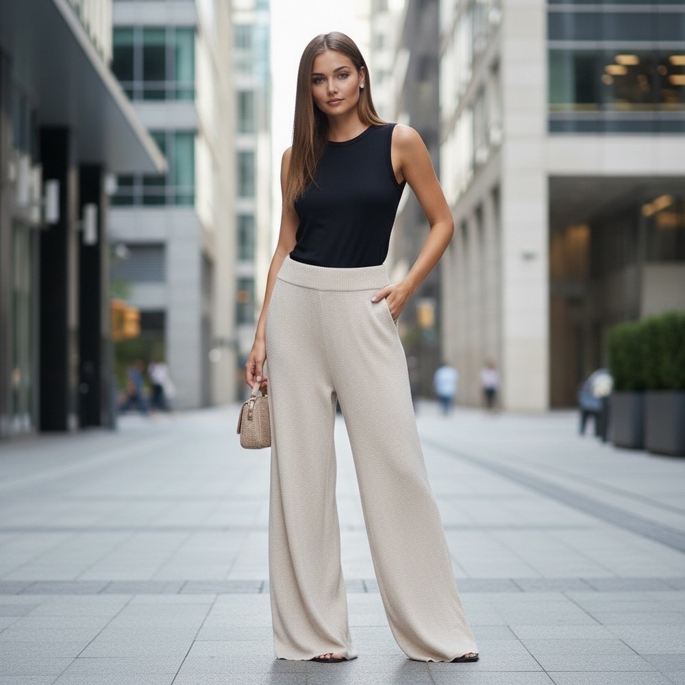🌻NEW w/tags Sincerely Jules Cream Wide Leg Knit Pants